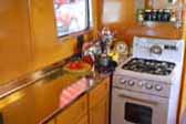 Vintage gas stove and oven in 1948 Spartan Manor Trailer kitchen